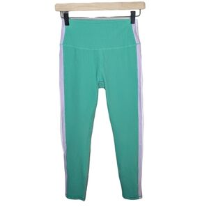 Wilo Leggings Medium Mint Colorblock High Rise Ribbed Compression 7/8 Athletic